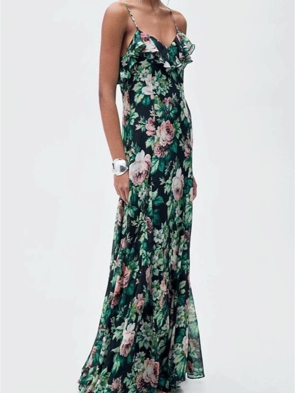 Mango Floral Ruffle Detail Dress